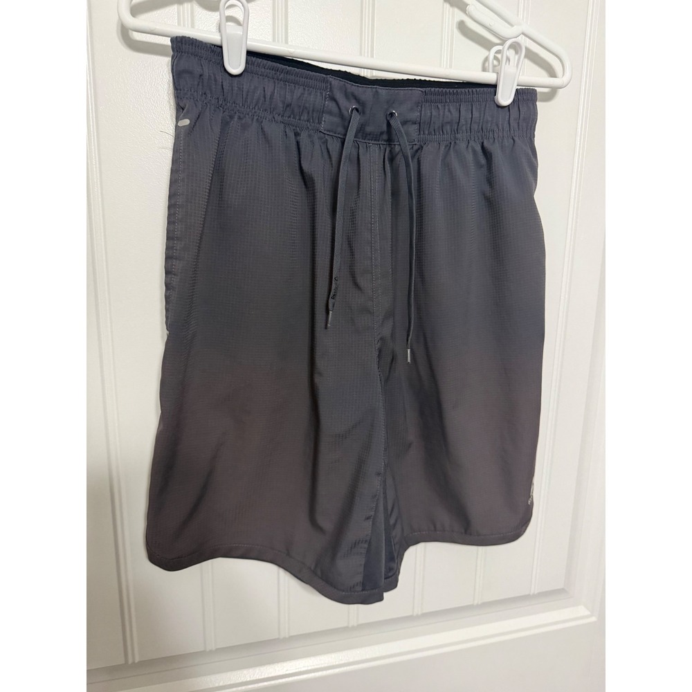 Reebok Athletic Shorts Mens Small Gray Ripstop Drawstring Zipper Pocket